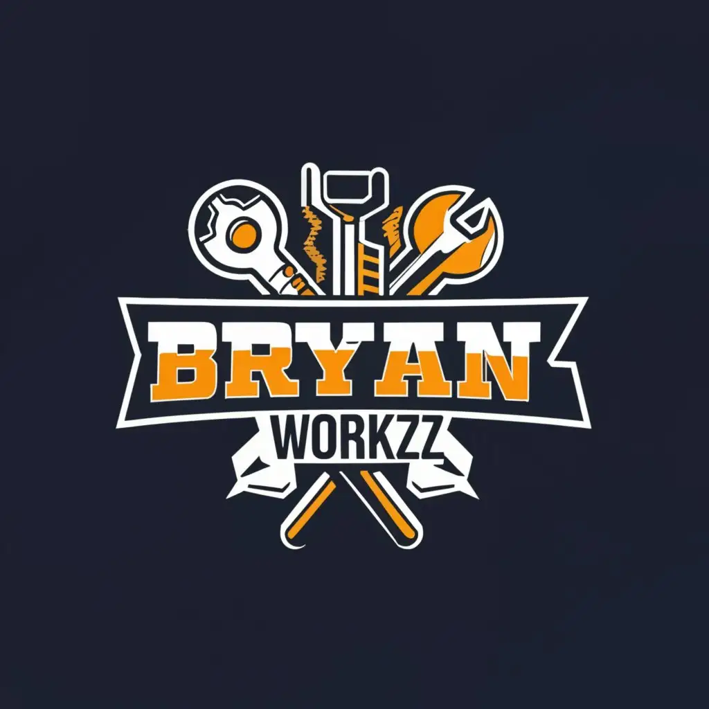 a logo design,with the text "BRYANWORKZ ", main symbol:Parts of tools and wrench in motorcycle,Moderate,be used in Mechanical industry,clear background