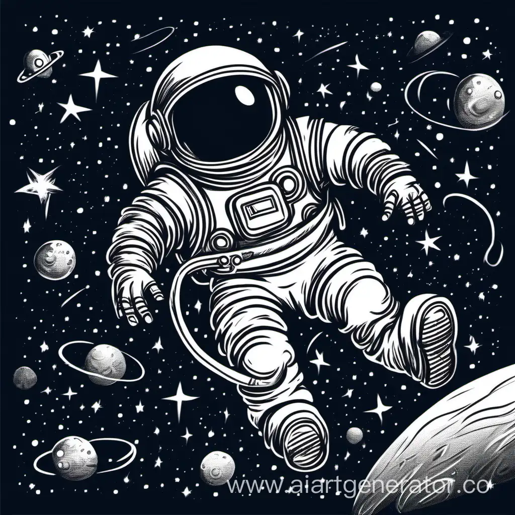 Sketchy-Outline-of-Astronaut-in-Outer-Space