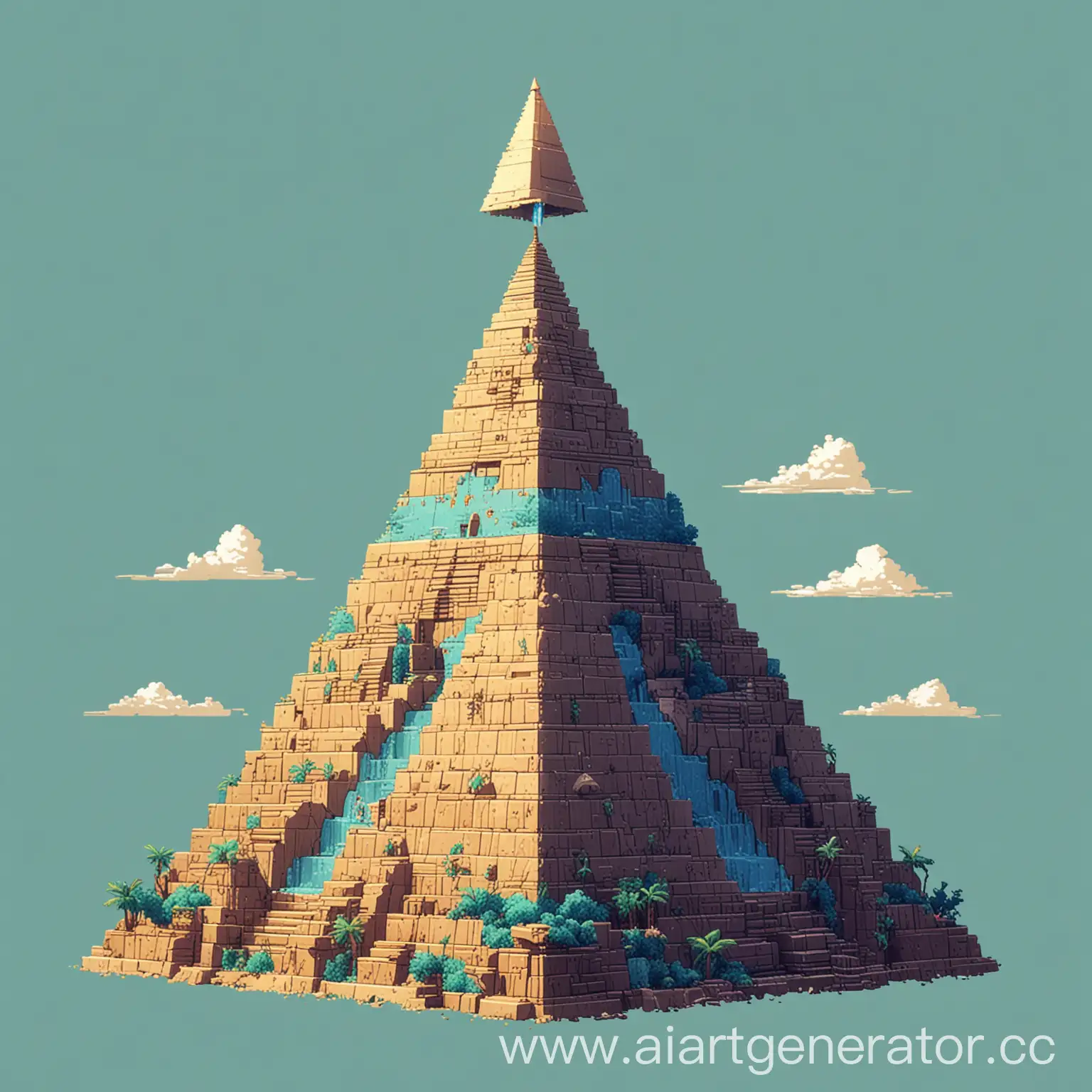 Anime-Style-Pixel-Pyramid-on-Cerulean-Background