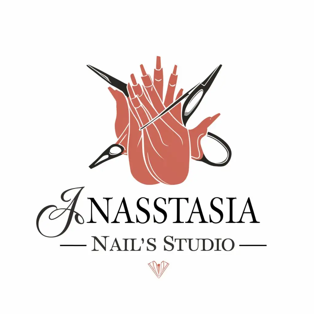 a logo design,with the text "Nails studio 
Anastasia pushkareva", main symbol:Women's hands,Moderate,be used in Manicure industry,clear background