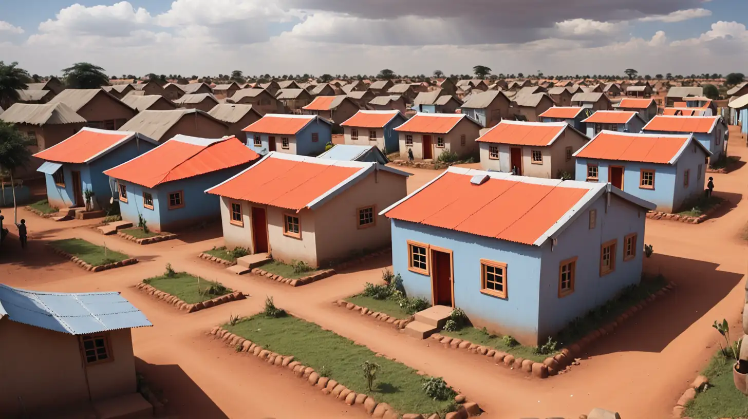 Futuristic African Cityscape Small Houses Amid Urban Development