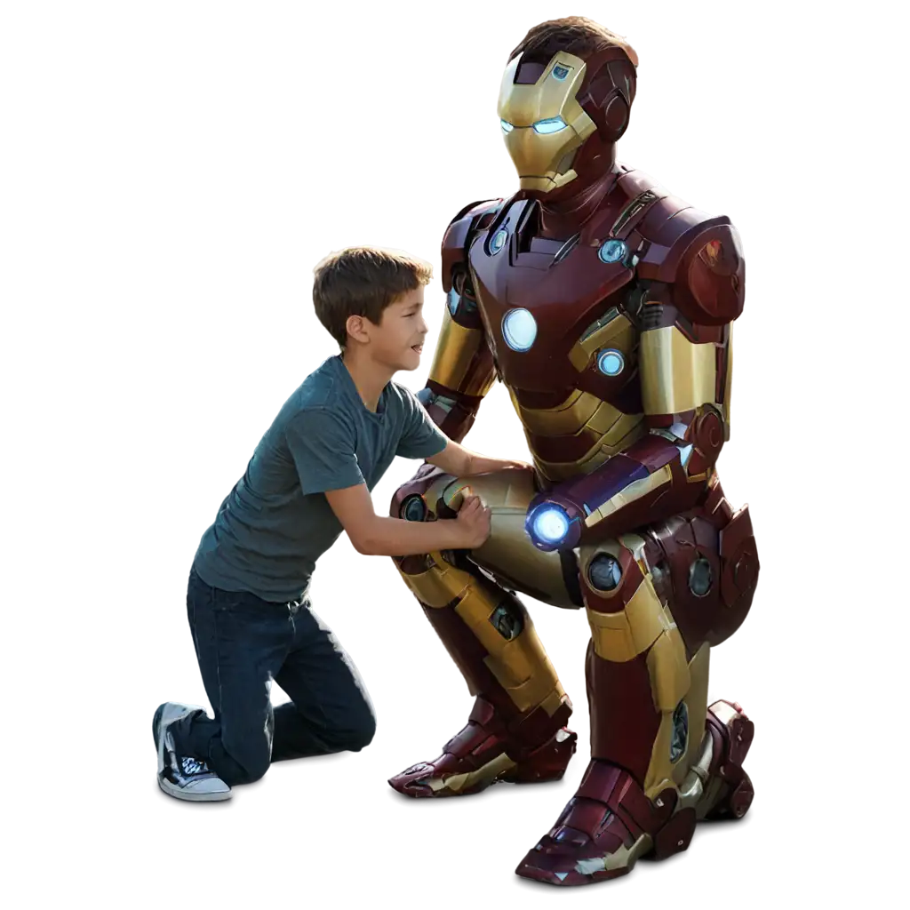 HighQuality-PNG-Image-Iron-Man-with-Boy-Captivating-Art-for-Diverse-Online-Platforms