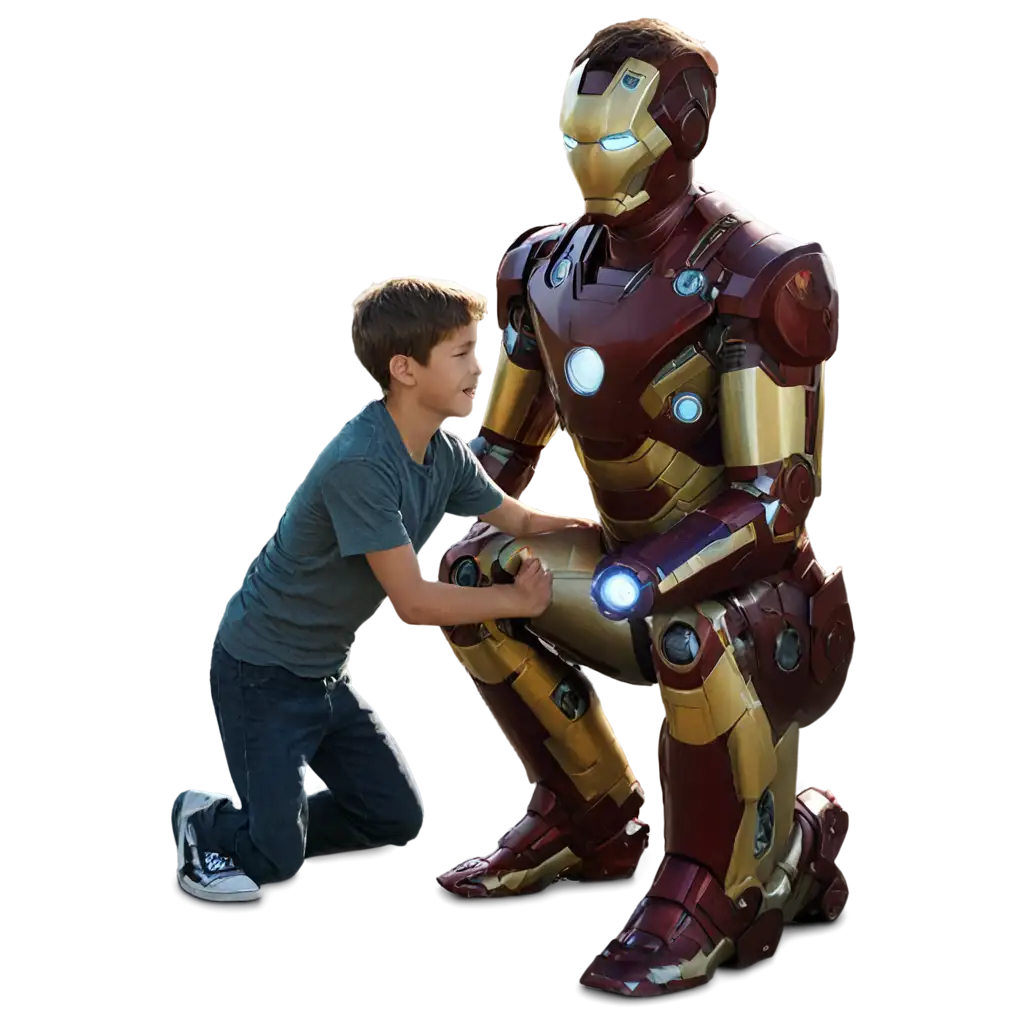 Iron man with boy