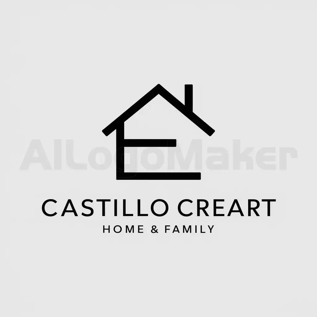 a logo design,with the text "Castillo CreArt", main symbol:minimalist house, representing an E and C forming a house,Minimalistic,be used in Home Family industry,clear background