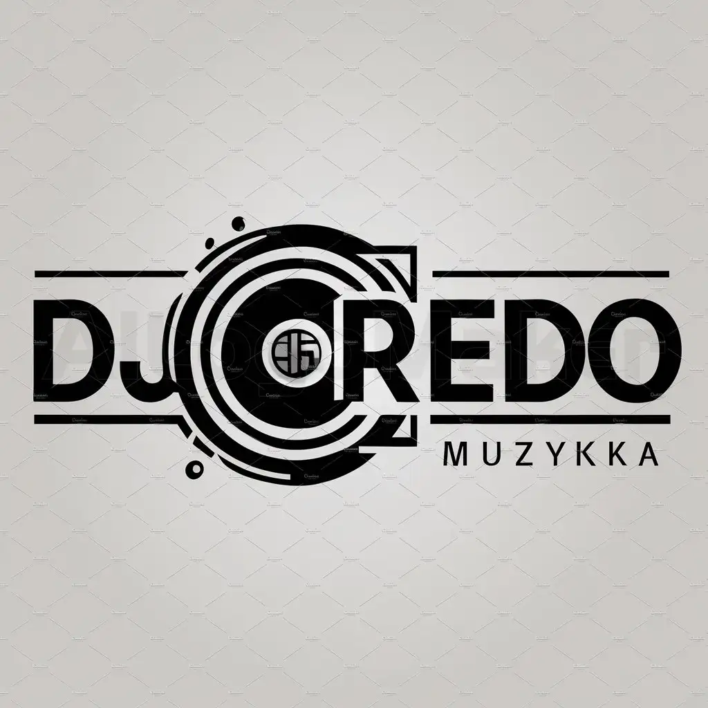 a logo design,with the text "DJ CREDO", main symbol:DJ,complex,be used in MUZYKA industry,clear background