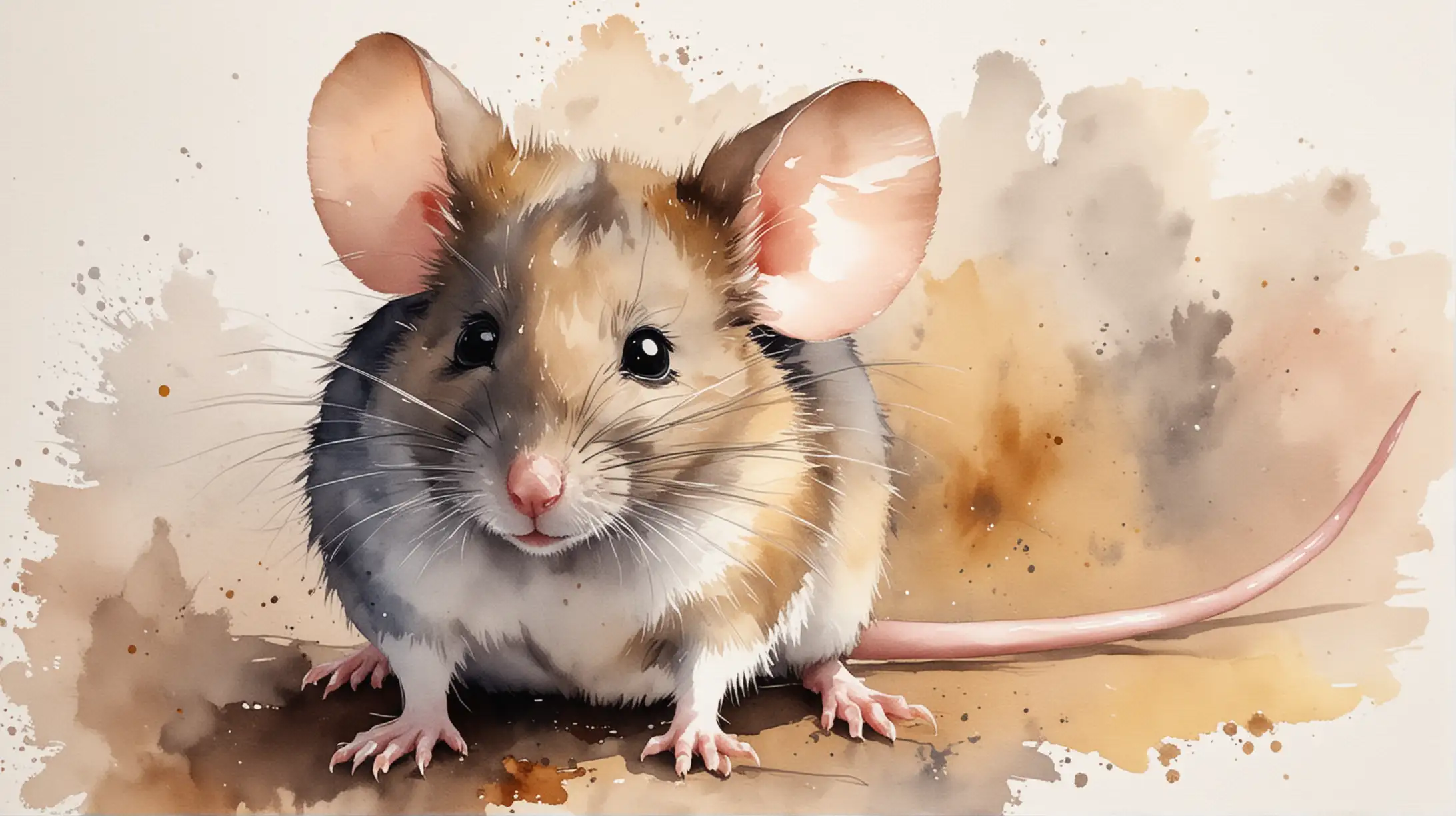 Whimsical Watercolor Painting of a Playful Mouse