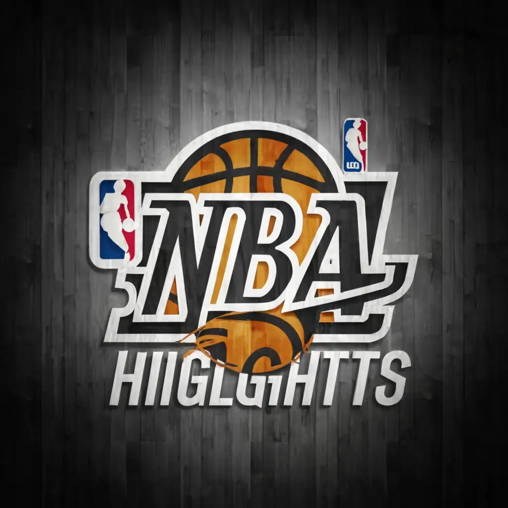 a logo design,with the text "NBA Highlights", main symbol:NBA logo, Basketball,Moderate,be used in Technology industry,clear background
