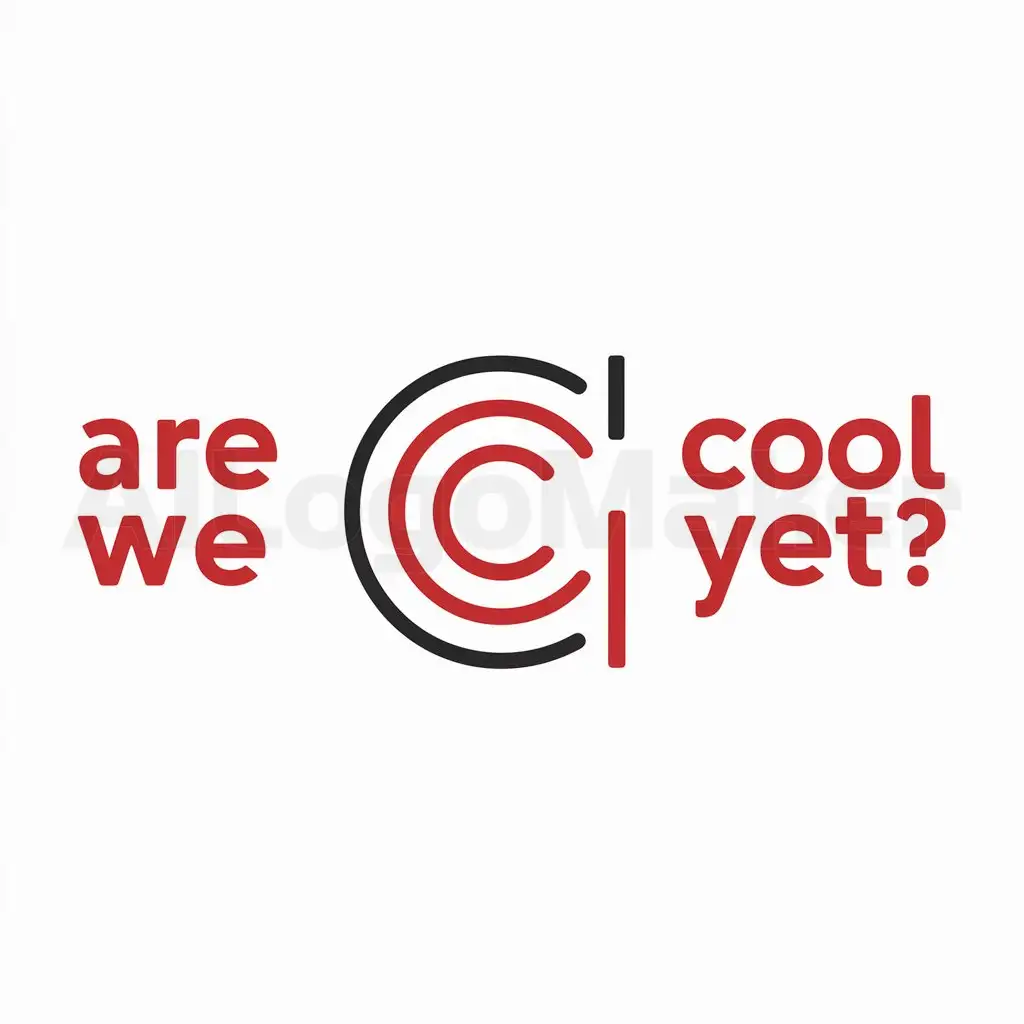a logo design,with the text "Are We Cool Yet？", main symbol:Letters, font red body, black outline,Minimalistic,be used in Internet industry,clear background