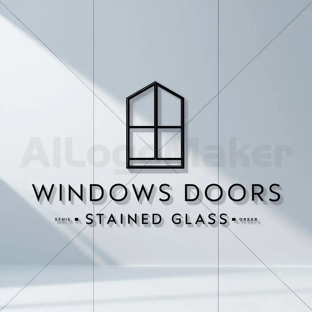 a logo design,with the text "windows doors stained glass", main symbol:Window,Minimalistic,be used in Construction industry,clear background