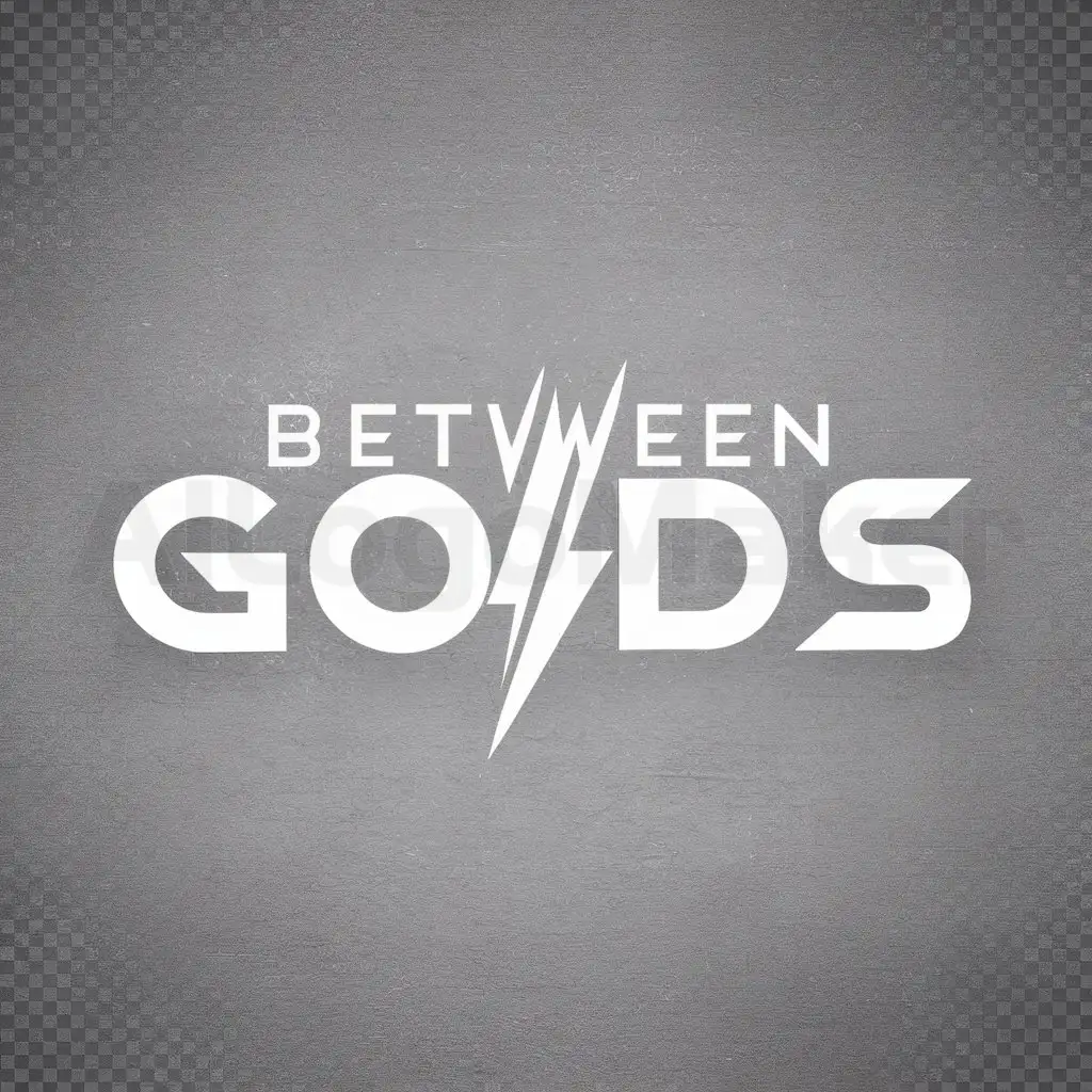 a logo design,with the text "Between gods", main symbol:lightning,Minimalistic,be used in Games industry,clear background