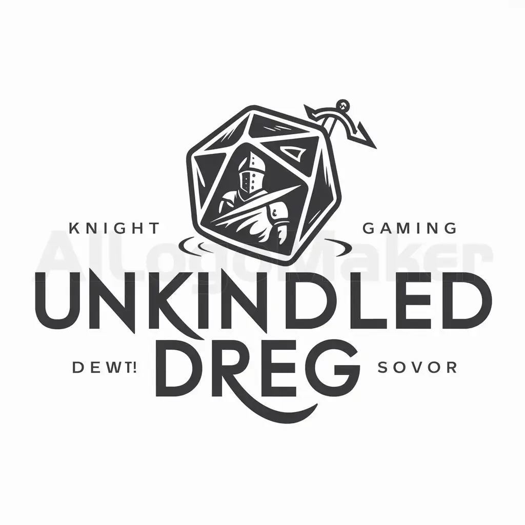 a logo design,with the text "Unkindled Dreg", main symbol:A gaming log with a knight,complex,be used in Entertainment industry,clear background