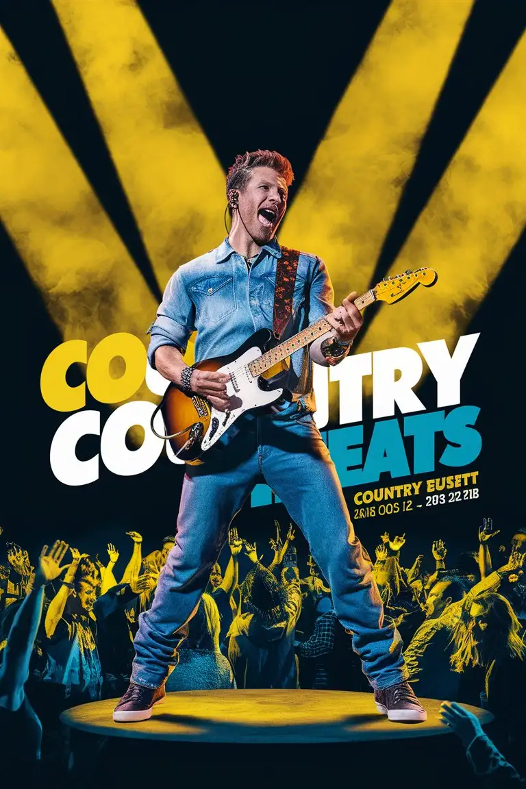 Vibrant Country Concert Poster with High Contrast Imagery