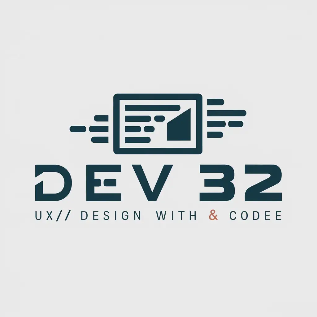 a logo design,with the text " "DEV 32"
Since the input consists of English letters only, it should be repeated as is without any changes. There are no cultural or spelling errors in this input. Therefore, there's no need for translation or modification.", main symbol:UX UI DESIGN WITH CODE,Moderate,be used in Technology industry,clear background