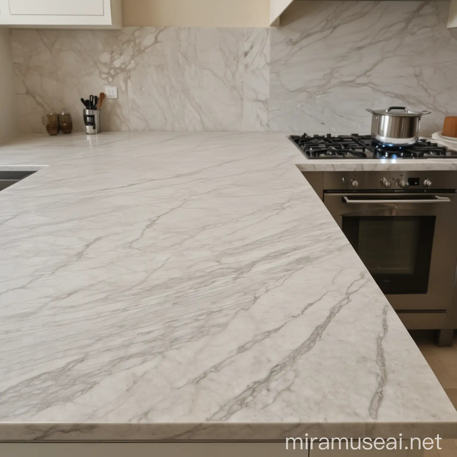 Light Marble Tabletop in Kitchen Setting
