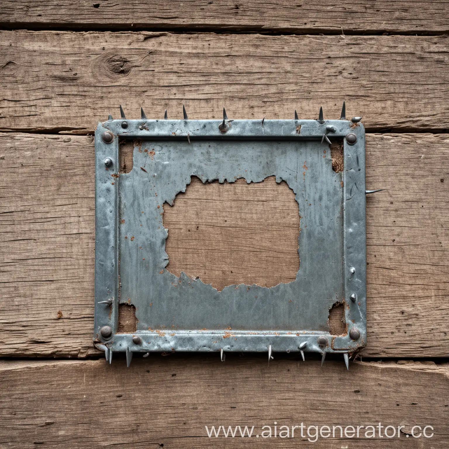 Rustic-Metal-Object-with-Nails-Around-the-Perimeter