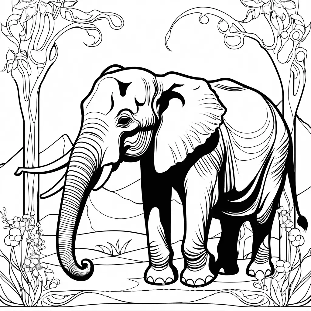 The old elephant graciously thanks them for their act of kindness and gives them a little life lesson lesson. She says “Thank you kids for helping me, kindness is a virtue and sometimes shows rewards. I would like to thank you by giving you this necklace.”
, Coloring Page, black and white, line art, white background, Simplicity, Ample White Space. The background of the coloring page is plain white to make it easy for young children to color within the lines. The outlines of all the subjects are easy to distinguish, making it simple for kids to color without too much difficulty
