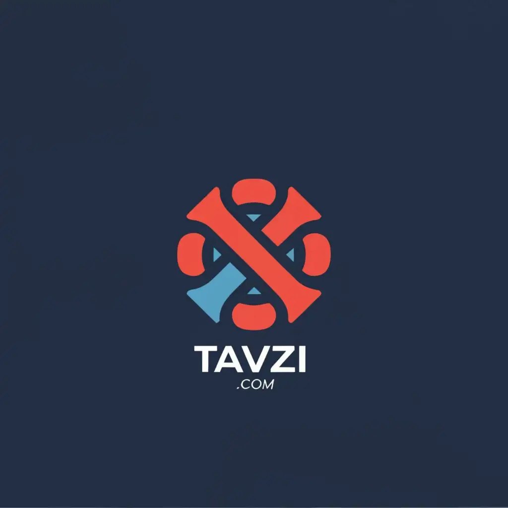 a logo design,with the text "tavizi.com", main symbol:Design a simple and minimal logo for "tavizi.com" focusing on simplicity and cleanliness, as well as conveying the concept of replacing defective parts with new ones:
- Use a simple and error-free design with red and blue colors to better represent the business theme.
- Include simple elements like a knot or gear to show spare parts and repairs.
- Avoid any text in the design to maintain a minimalist approach.
- Ensure the logo is easily recognizable and memorable.,Minimalistic,clear background