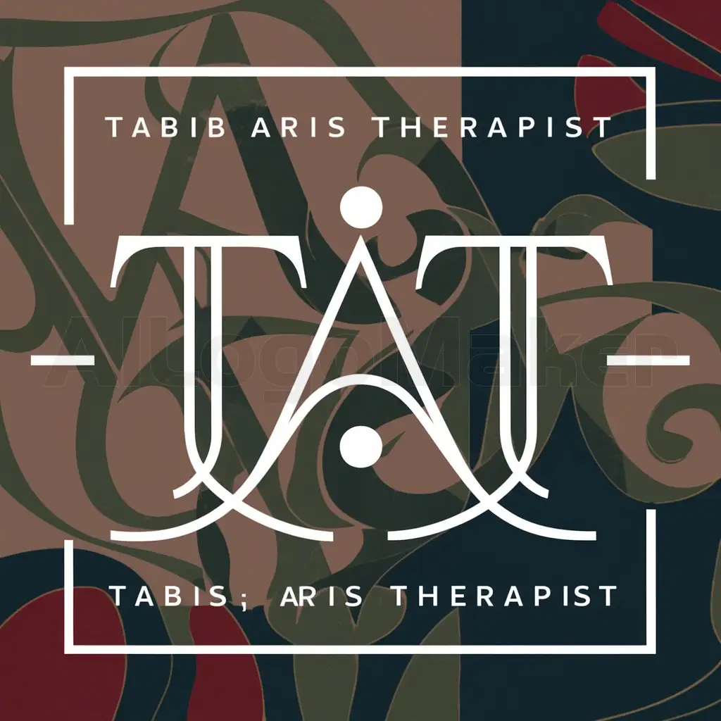 a logo design,with the text "Tabib Aris Therapist", main symbol:T . A . T With art word and box border,complex,clear background