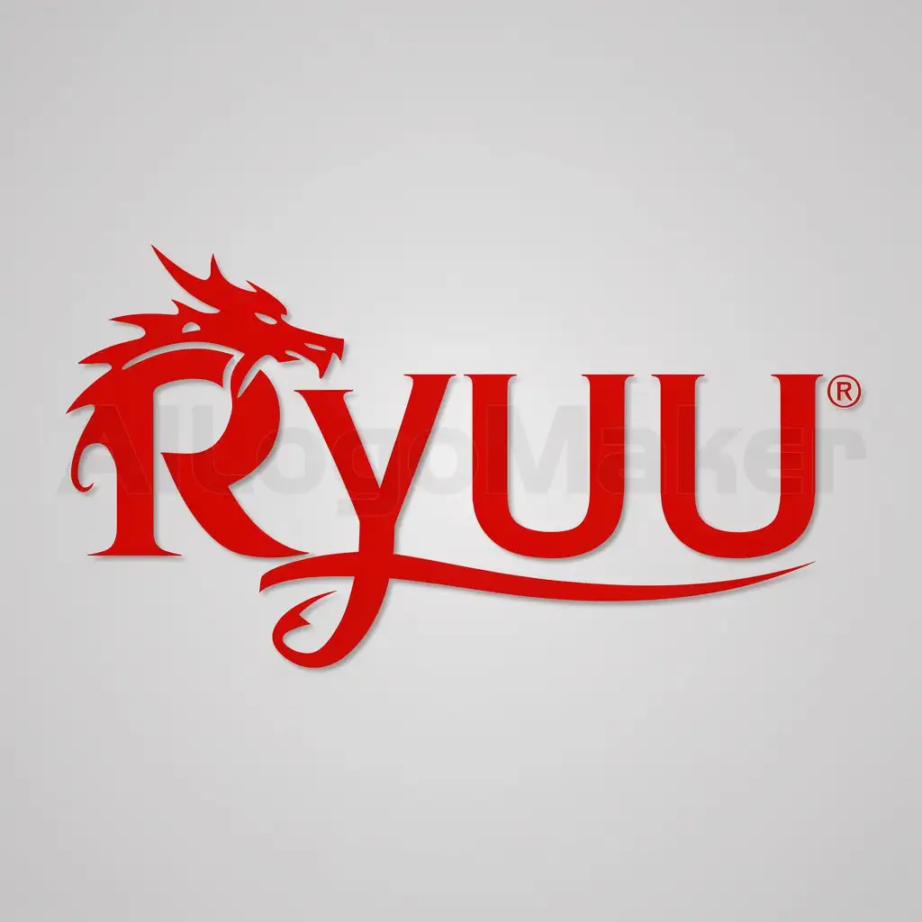 LOGO-Design-for-Ryuu-Bold-Red-Dragon-Emblem-on-Clean-Background