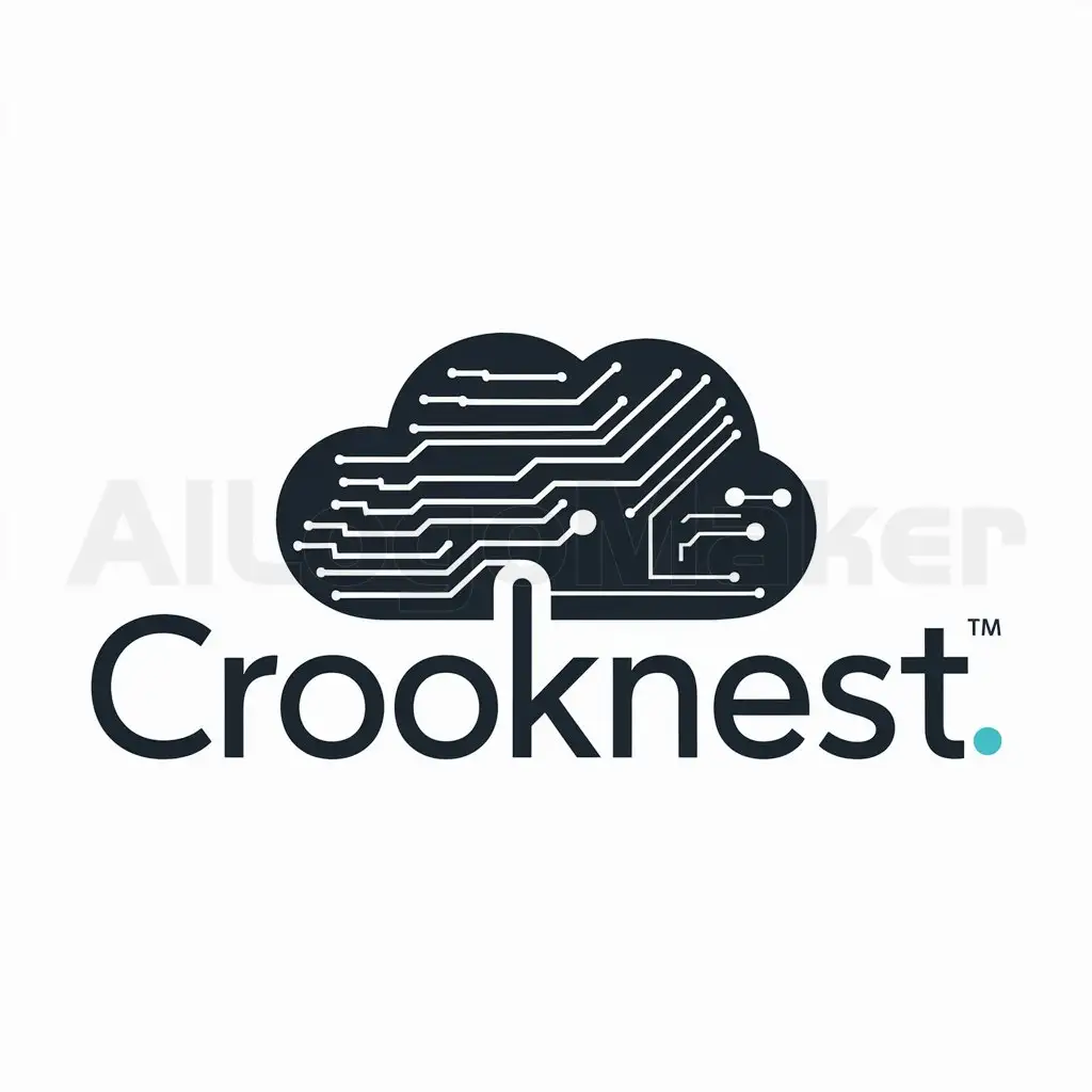 a logo design,with the text "CrookNest", main symbol:Cloud, PCB, cartoonish,complex,be used in Technology industry,clear background