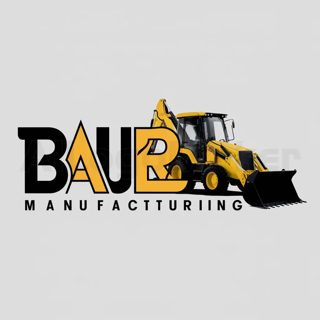 a logo design,with the text " The input "Bauer" with yellow color most likely refers to a name of German origin, as it means "farmer" in English. The color yellow associated with it doesn't have a direct translation, but I can repeat the input verbatim:

Bauer with yellow color", main symbol: "Backhoe Loader" with yellow color //Note: I've assumed the color name has been given in a non-English language, for which I am providing an English equivalent.,Moderate,be used in Manufactuer industry,clear background