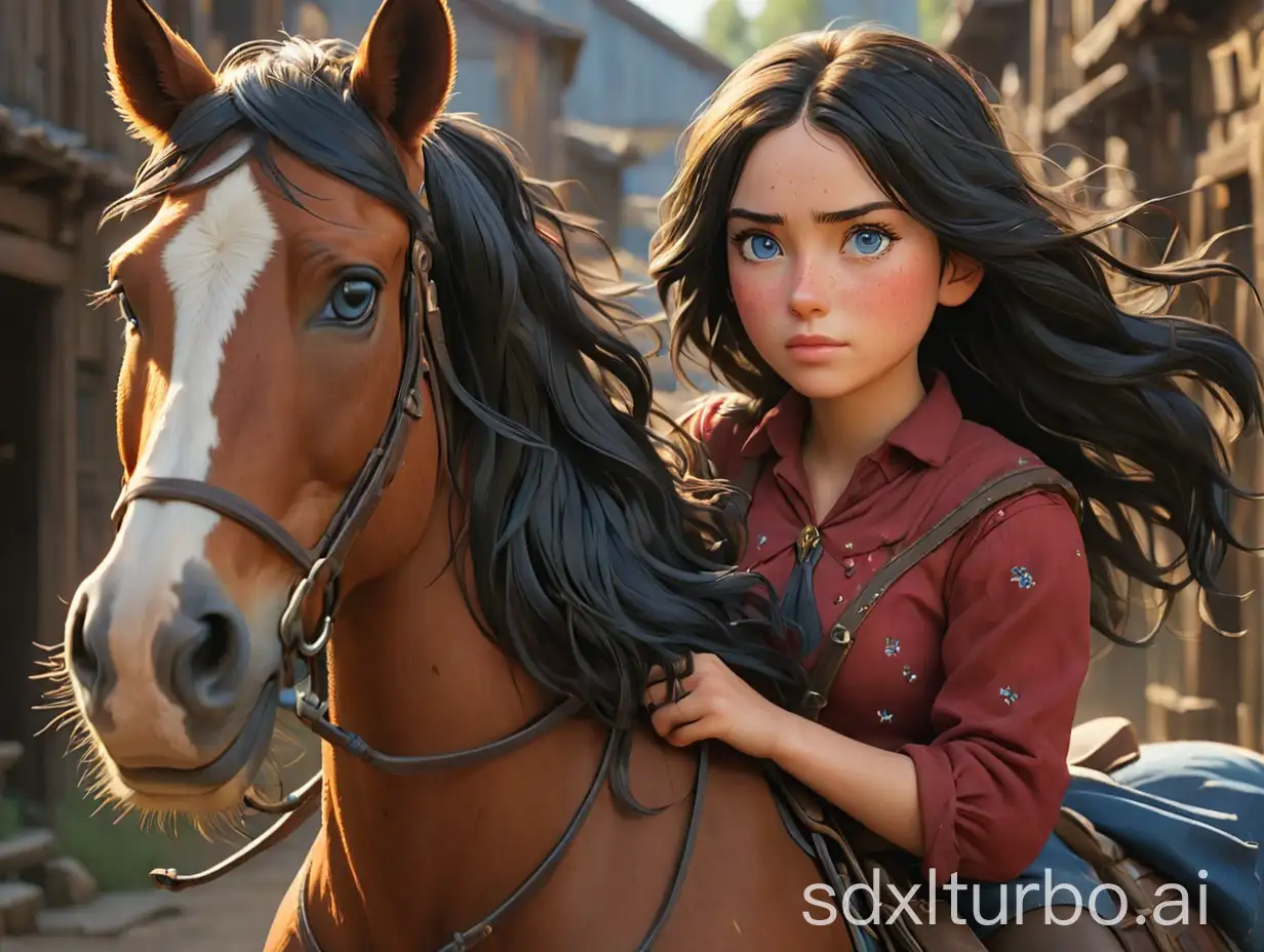 Cinematic-Oil-Painting-Whimsical-3D-Render-of-a-Girl-Riding-a-Horse-in-Red-Dead-Redemption-2-Style