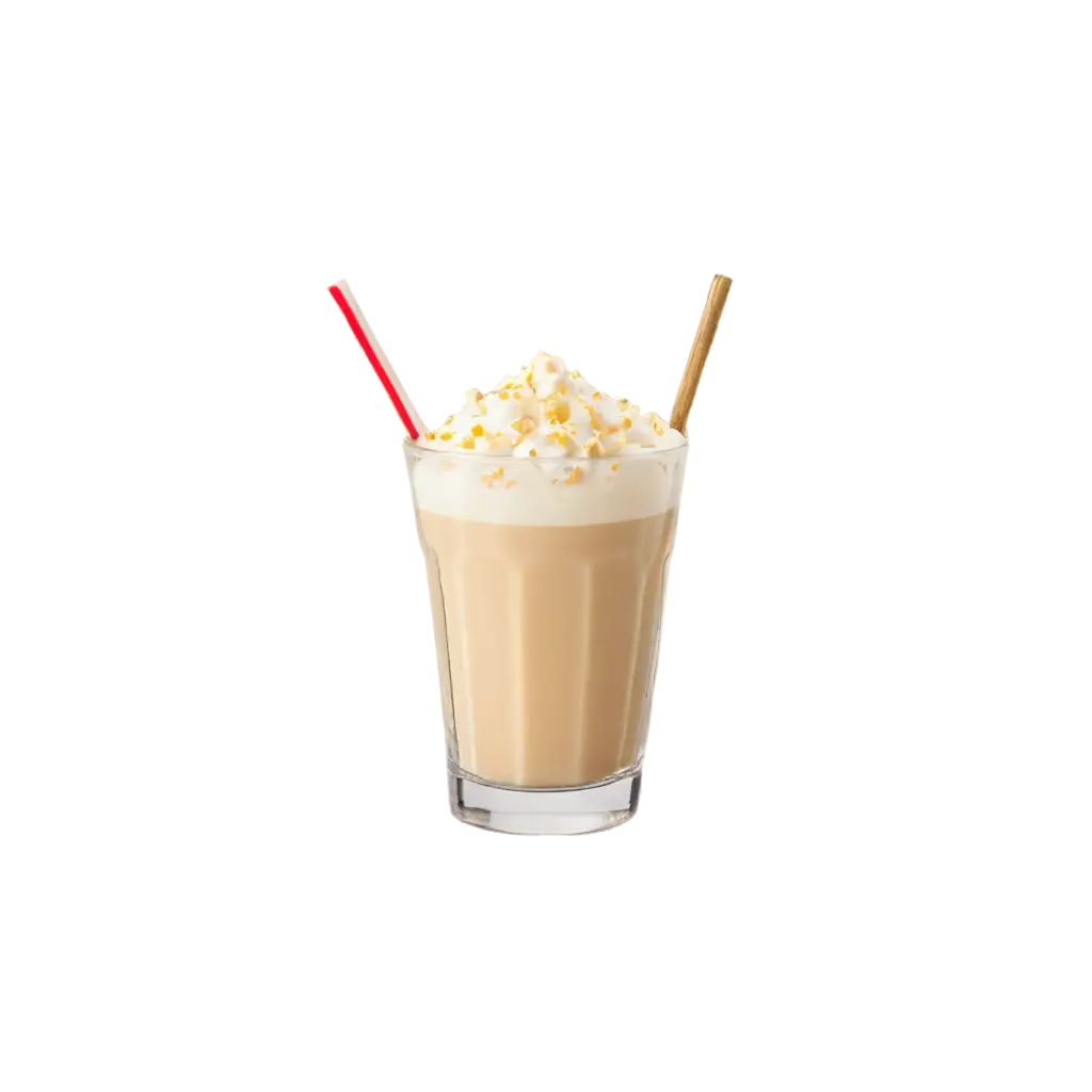 White chocolate coffee topping in a coffee glass