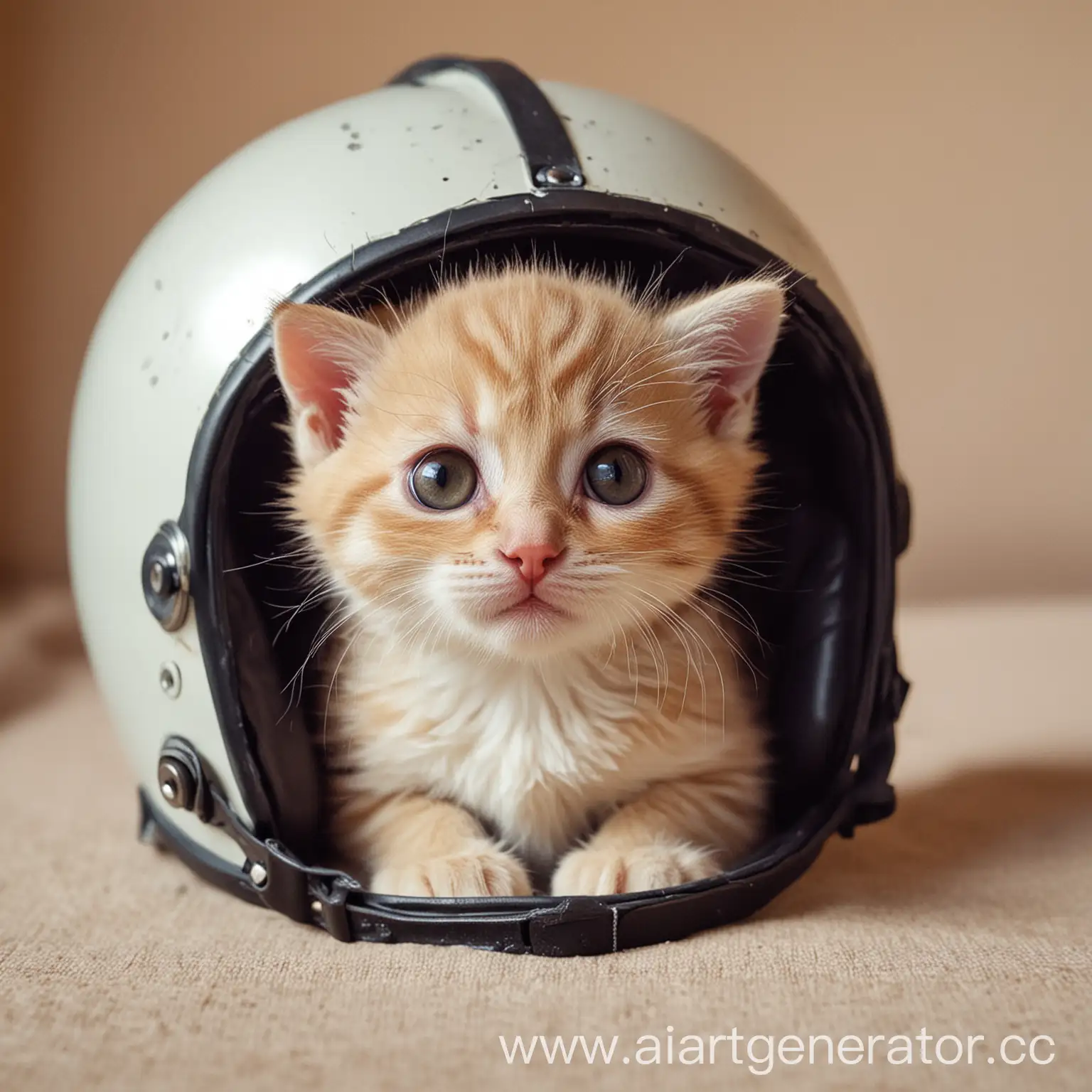 Adorable-Kitten-Wearing-a-Protective-Helmet