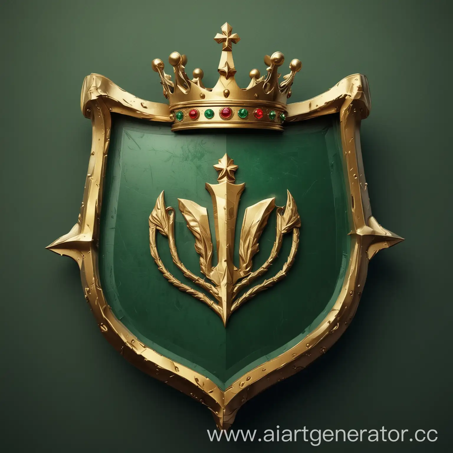 Realistic-Football-Club-Emblem-Emerald-Shield-with-Gold-Trim-and-Crown