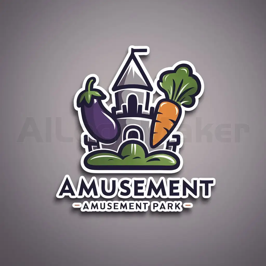 a logo design,with the text "Fun Park", main symbol:Castle, eggplant, spinach, carrot,Moderate,be used in amusement park industry,clear background