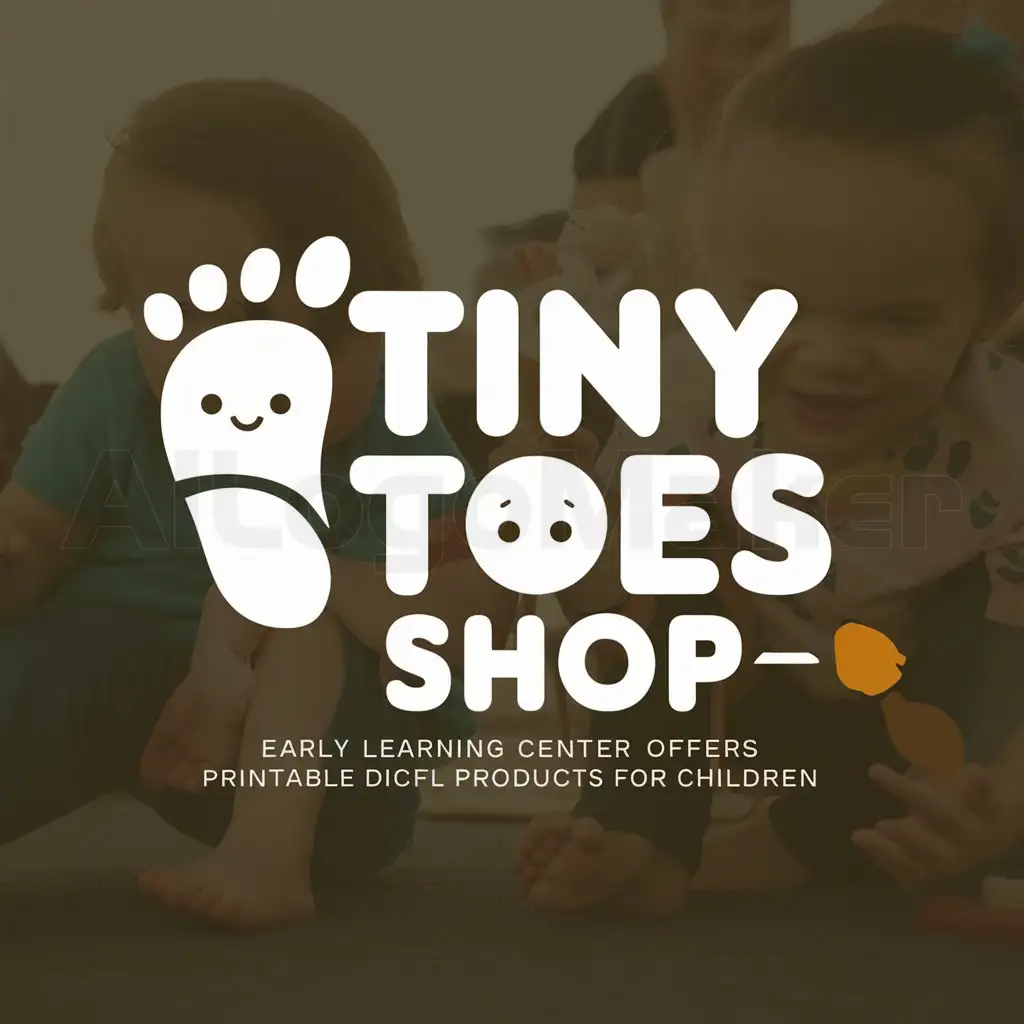 a logo design,with the text "Tiny toes shop", main symbol:early learning shop for printable digital products for kids,Moderate,clear background
