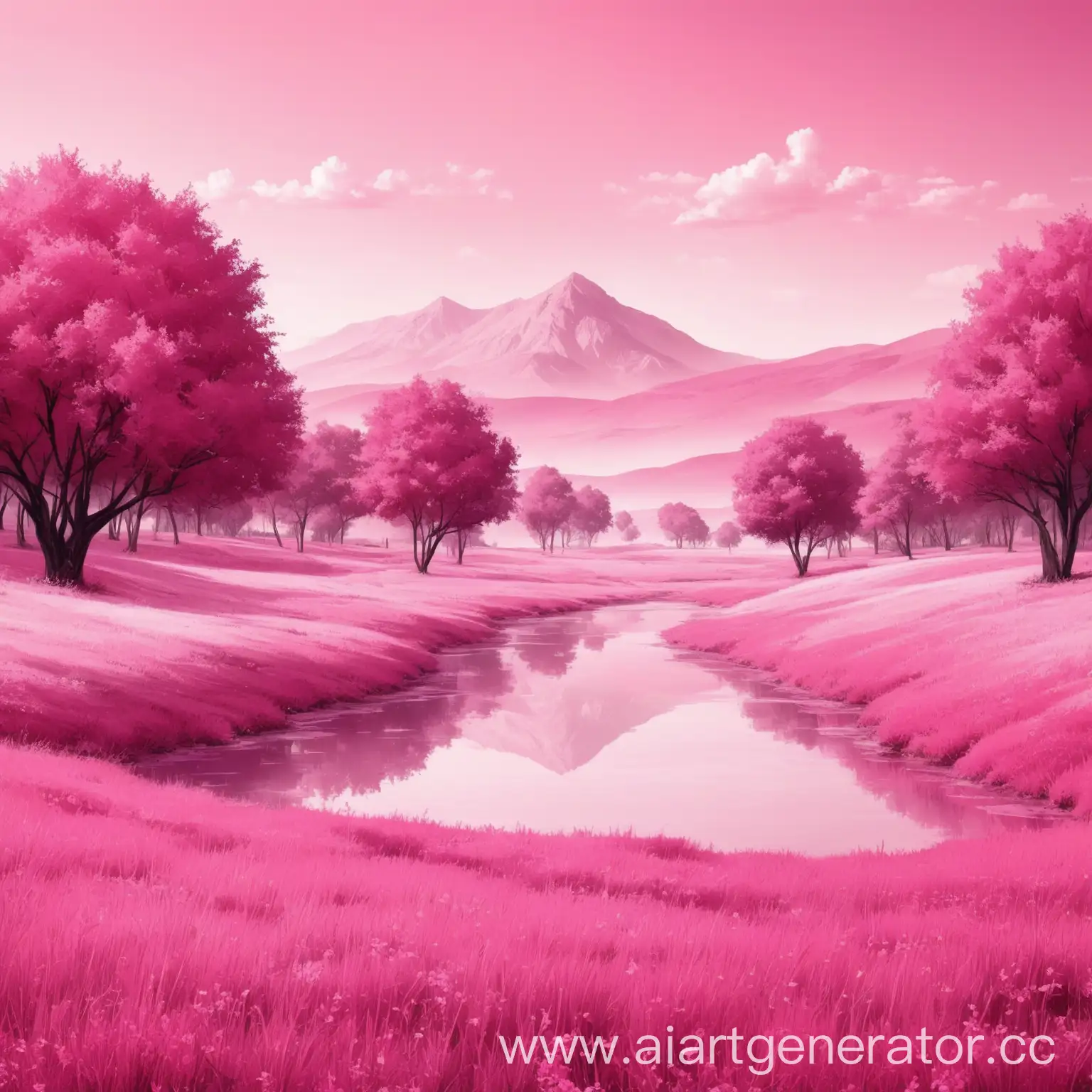 красивый пейзаж в розовых цветах