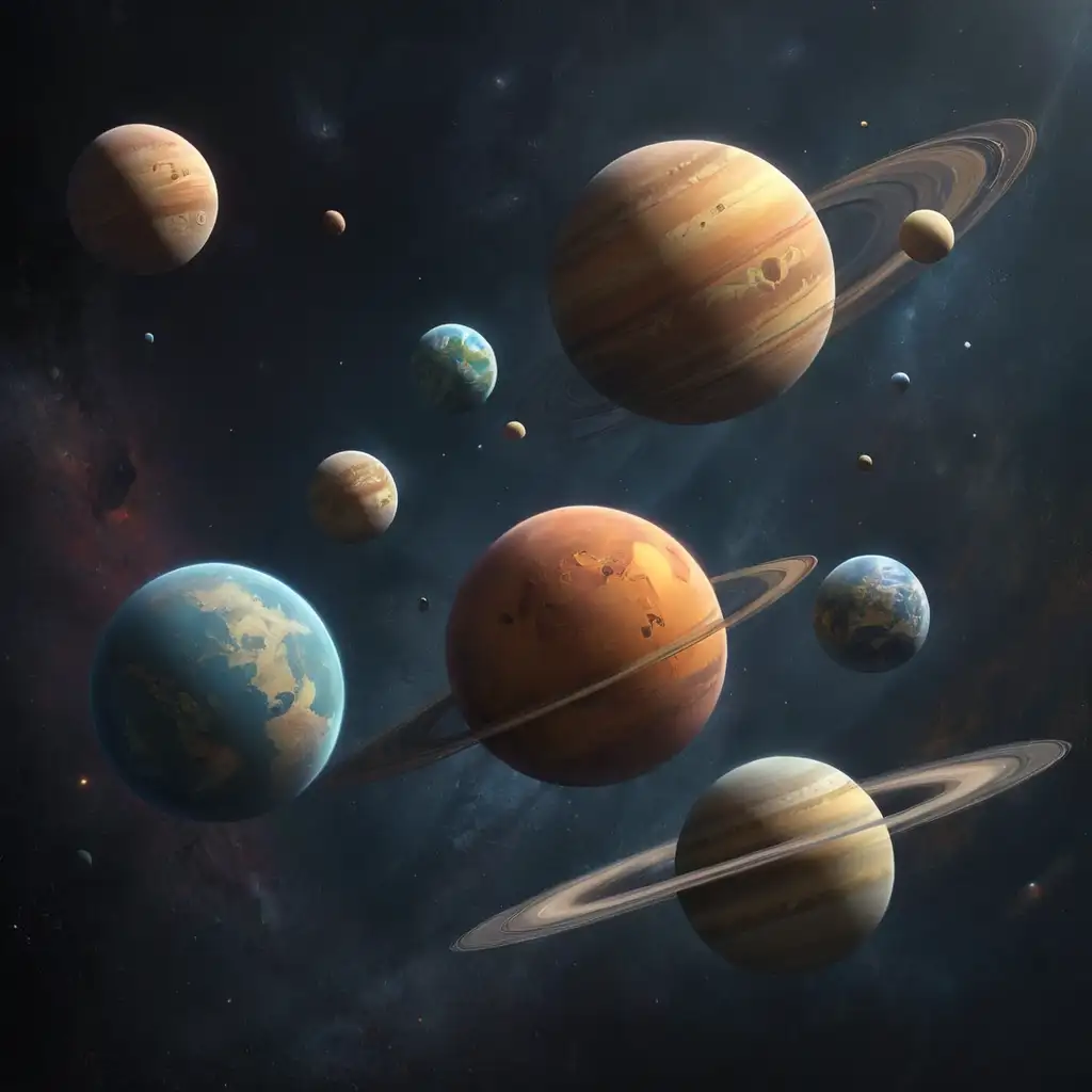 Five-Planets-Floating-in-the-Vast-Expanse-of-Space