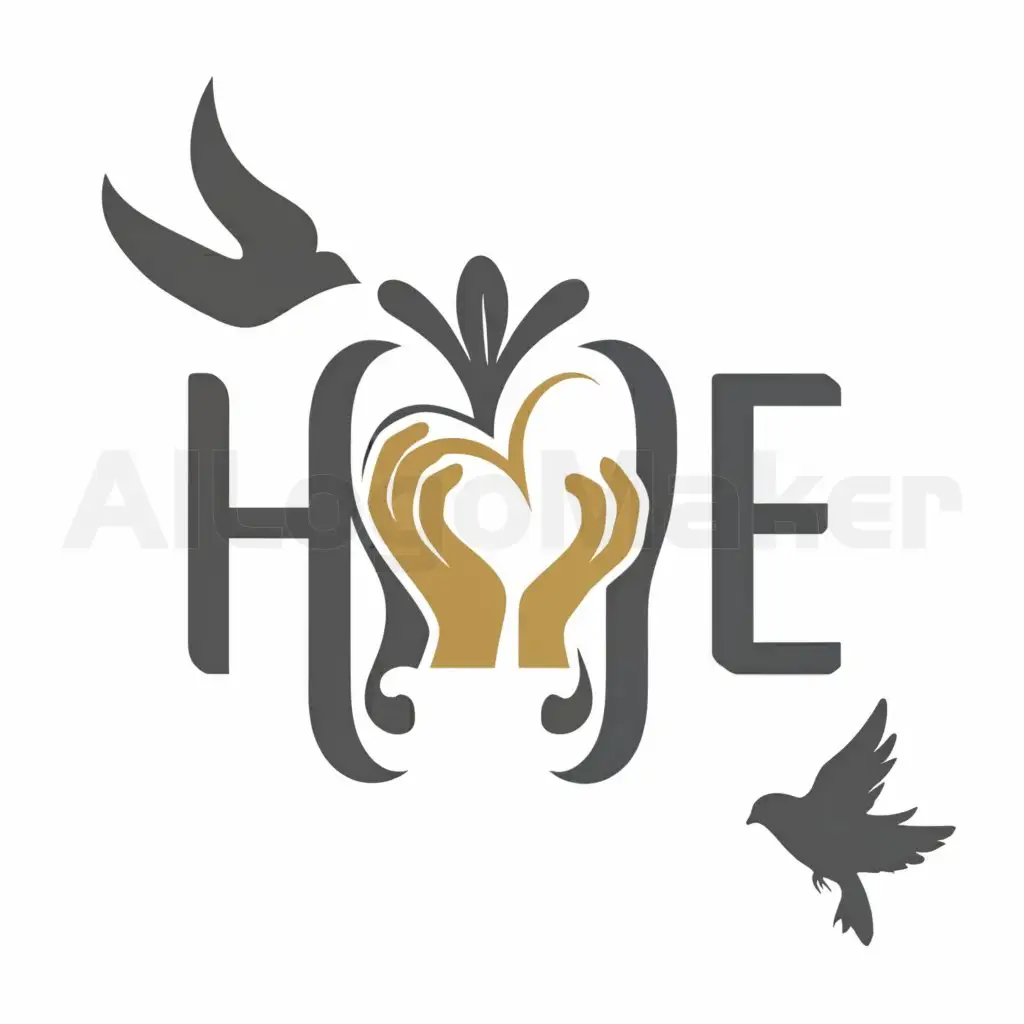 a logo design,with the text "hope", main symbol:hand/heart/hope,Moderate,be used in Internet industry,clear background