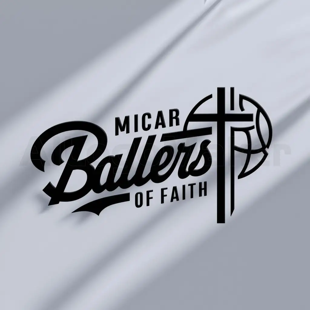 a logo design,with the text "MICAR Ballers of Faith", main symbol:Basketball and cross,Moderate,clear background