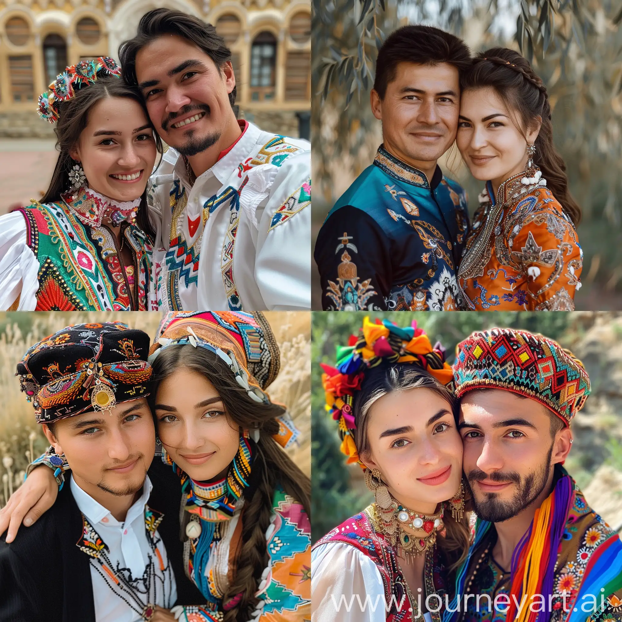 Kazakh-Girl-Embracing-Spanish-Culture-Multicultural-Love-Portrait