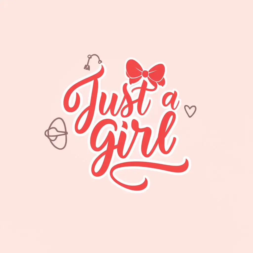 a logo design,with the text 'Just a Girl', main symbol:Women's accessories, pink font, black background, handwritten, multiple cute bows,Moderate,clear background, type accessories with a small font