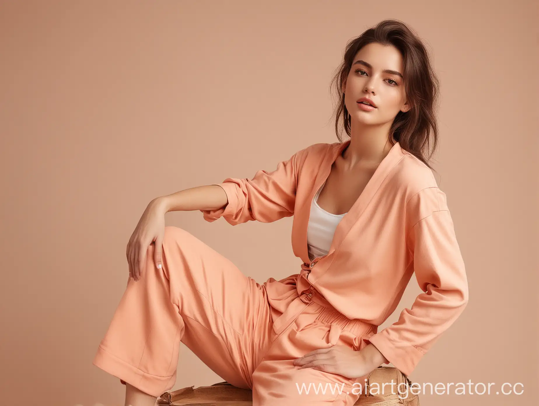 Elegant-Woman-Modeling-Fashion-in-Peach-Tones