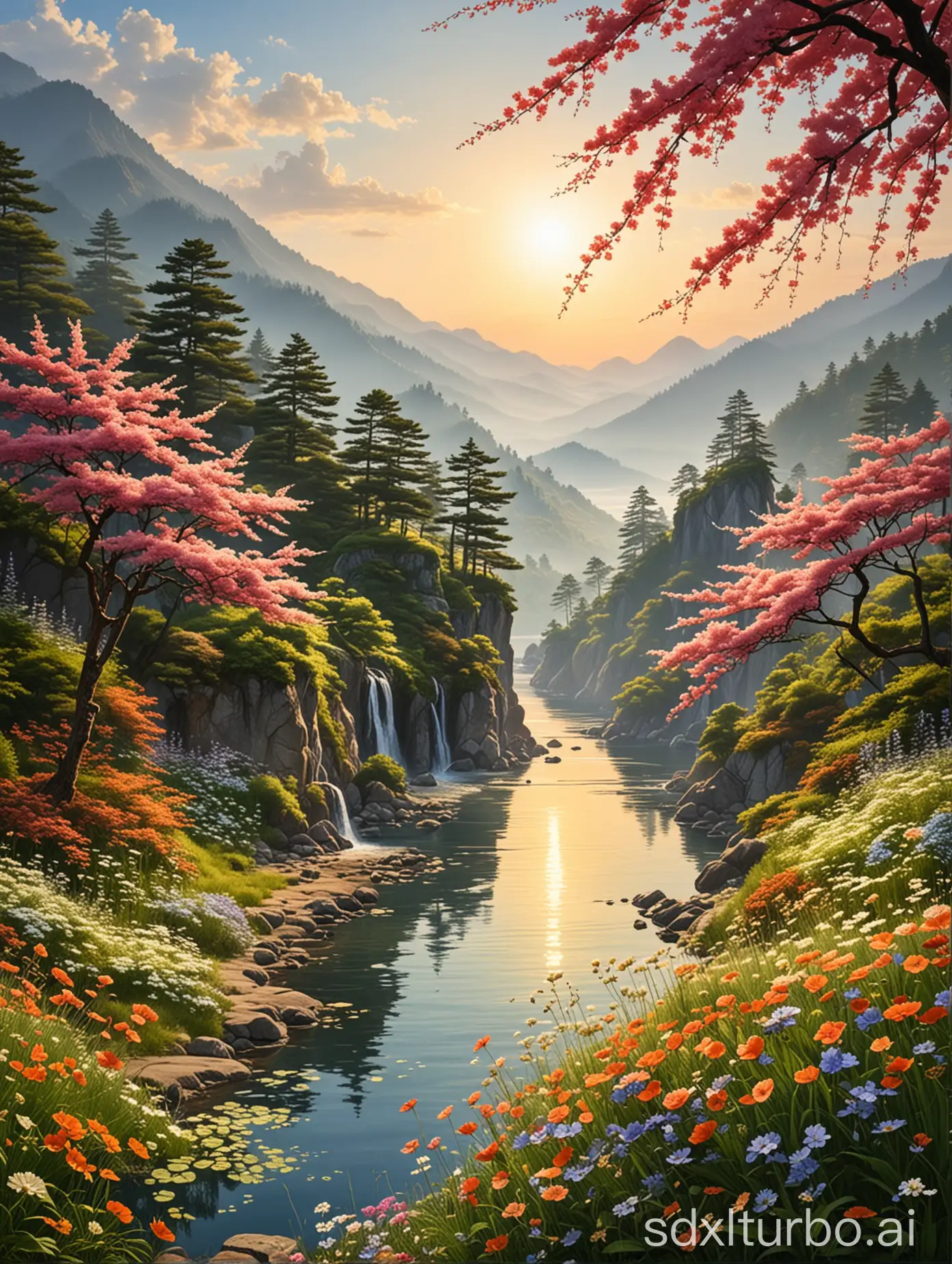 Summer sun, landscapes, masterpieces, flowers, super delicate, real Japan