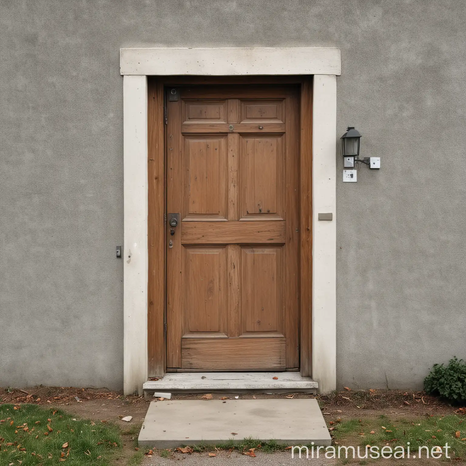 outside with a door 