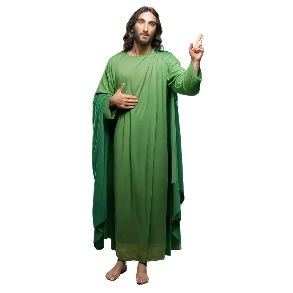 Jesus in green cloth full body 
