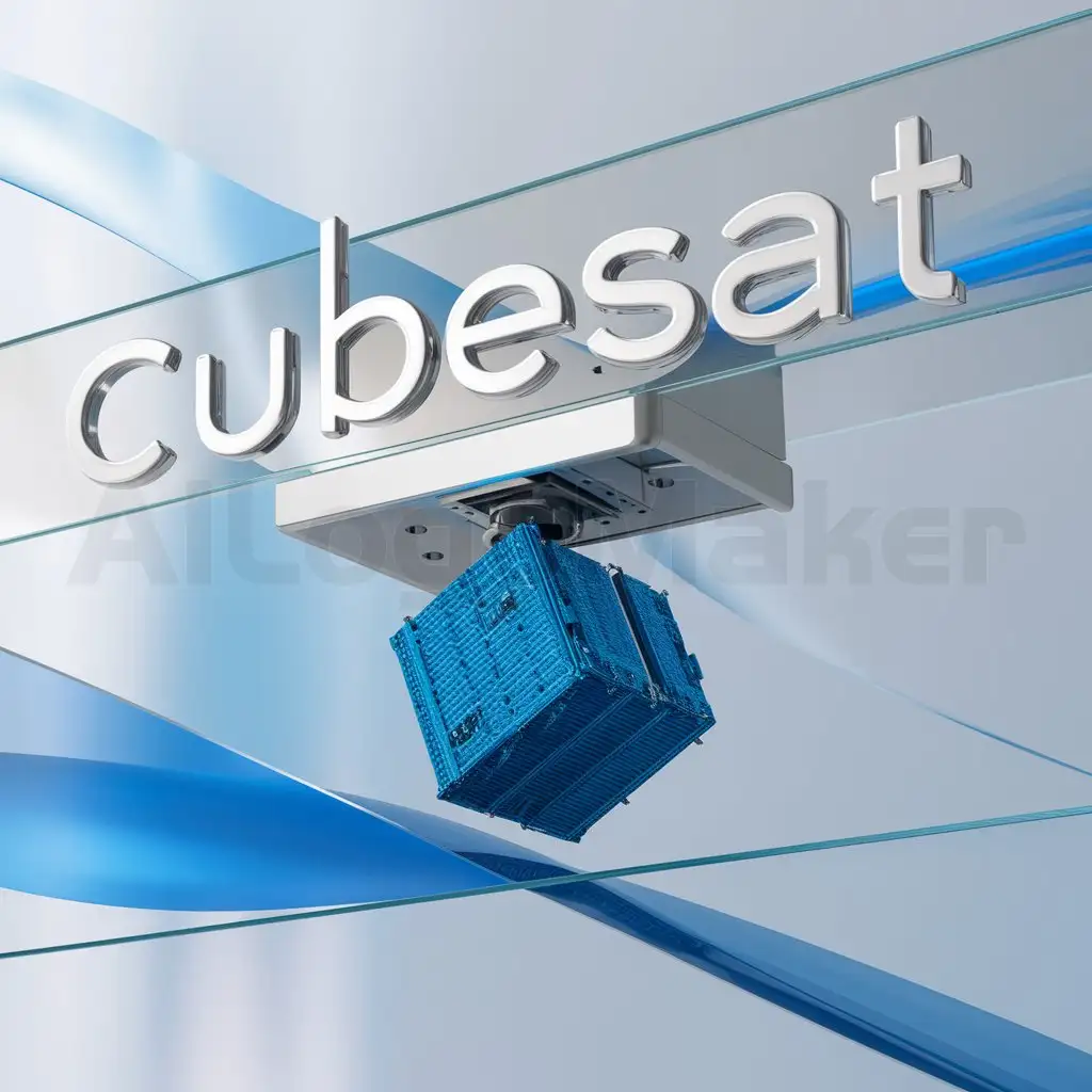 a logo design,with the text "CubeSat", main symbol:3D Printer printing a cubesat,Moderate,clear background