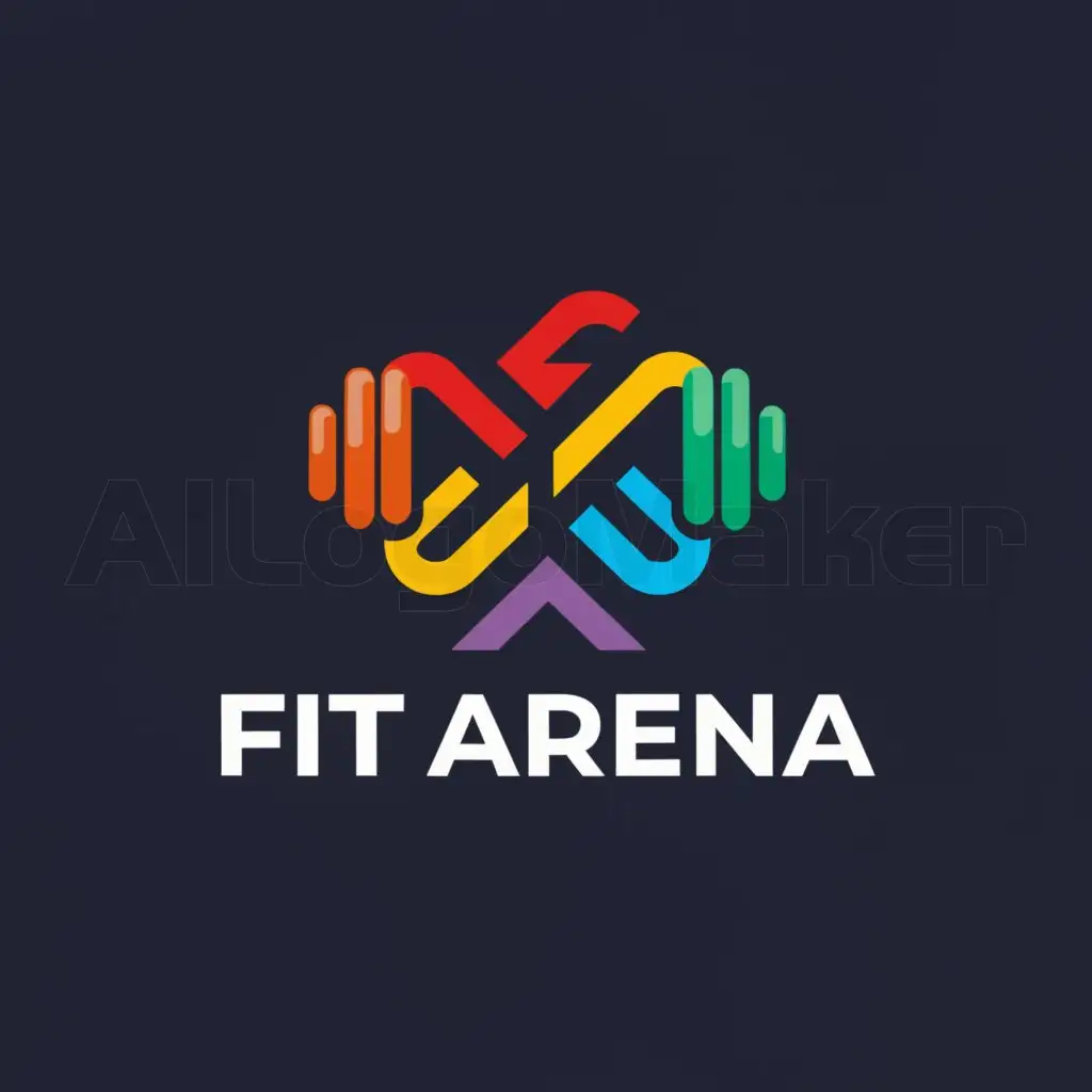a logo design,with the text "fit arena", main symbol:dumbell and ketelbell,complex,be used in gym industry,clear background