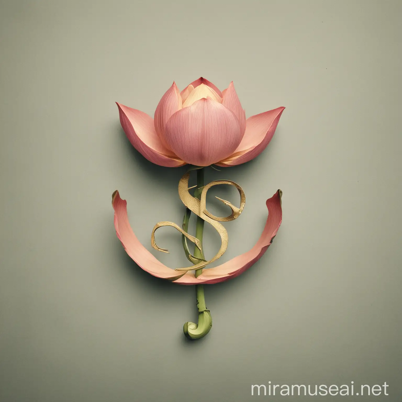 Lotus Flower with Letter S Floral Symbolism and Alphabet Integration