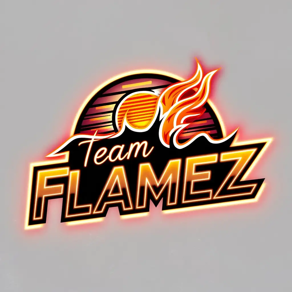 a logo design,with the text "Team Flamez", main symbol:fire sky, neon, glow,Moderate,clear background
