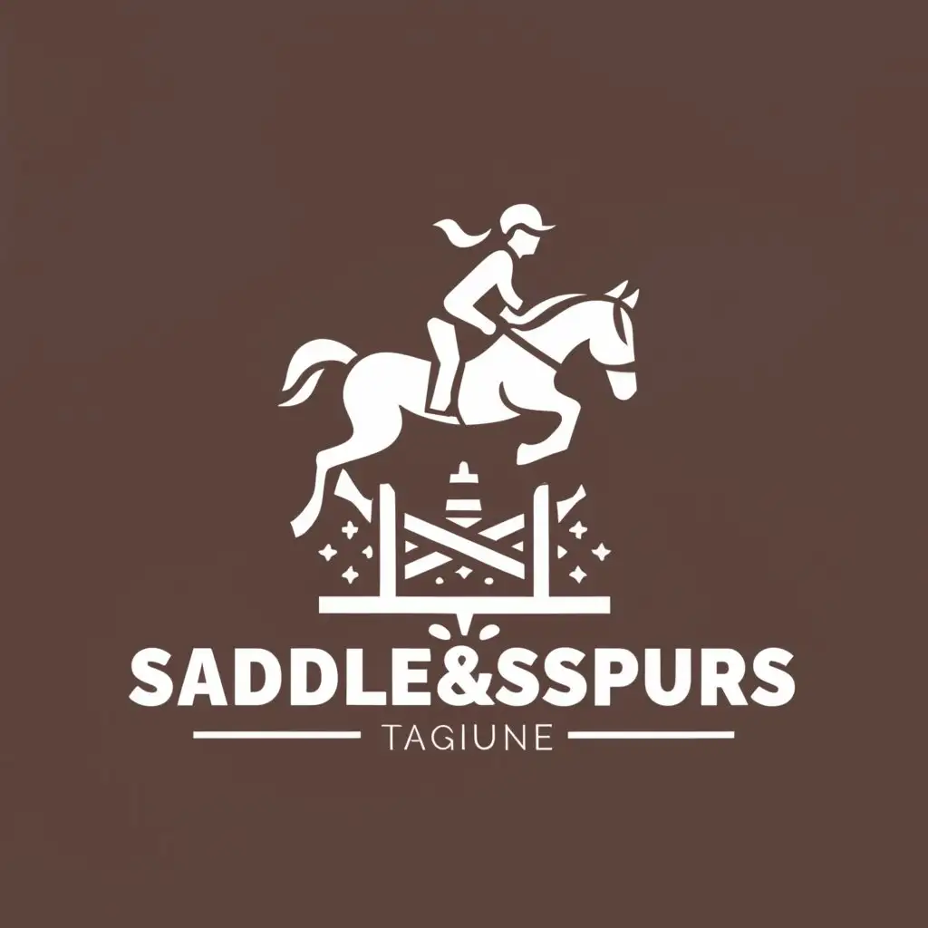 a logo design,with the text "Saddle and spurs", main symbol:pony,Minimalistic,be used in Animals Pets industry,clear background