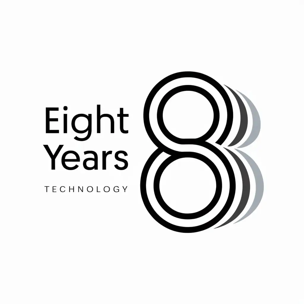 a logo design,with the text "eight years", main symbol:8,Moderate,be used in Technology industry,clear background