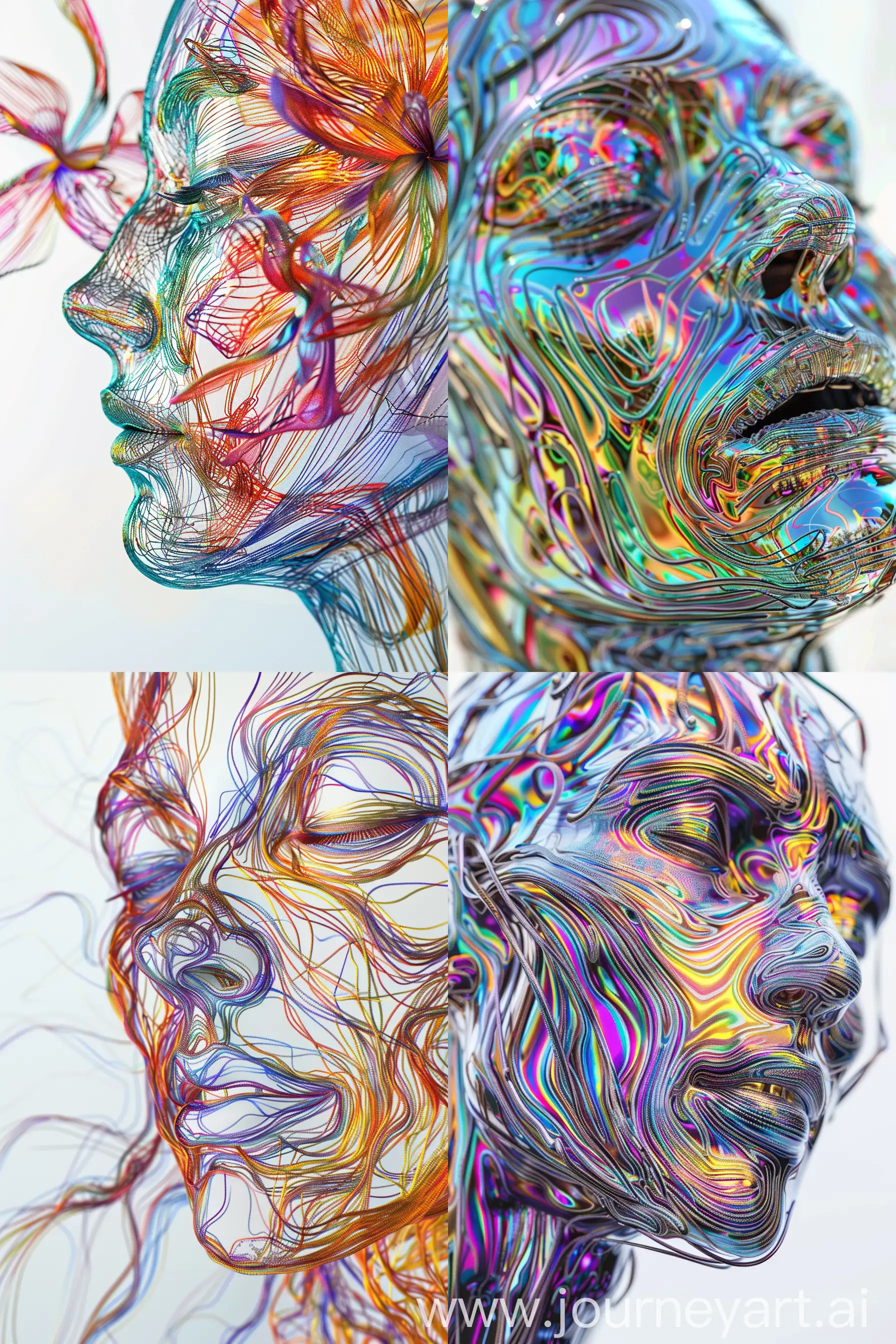 Colorful-Generative-Art-CloseUp-of-Flower-Drawing-and-Metallic-Portrait