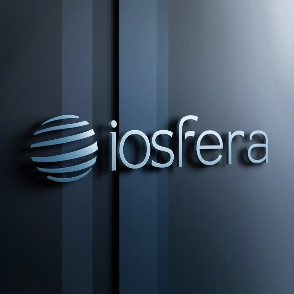 a logo design,with the text "IOSFERA", main symbol:IT sphere,Minimalistic,be used in Internet industry,clear background