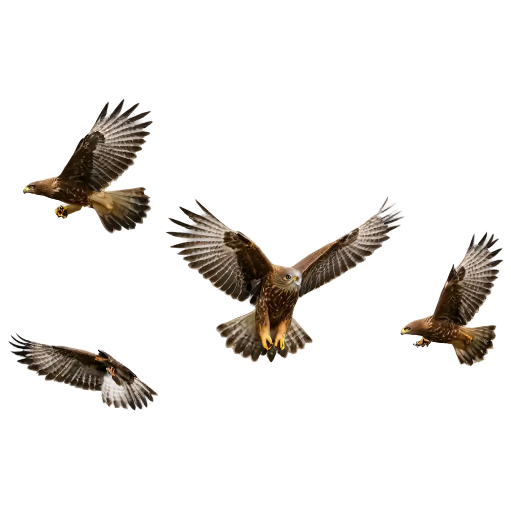 flock of hawks are flying